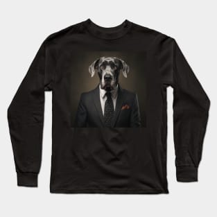 Great Dane Dog in Suit Long Sleeve T-Shirt